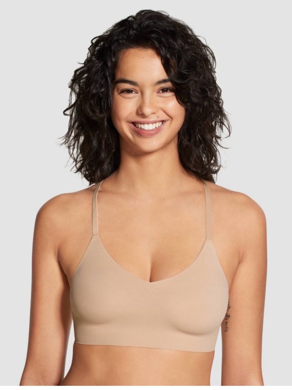 True & Co Nude Lace Racerback Wireless Bralette